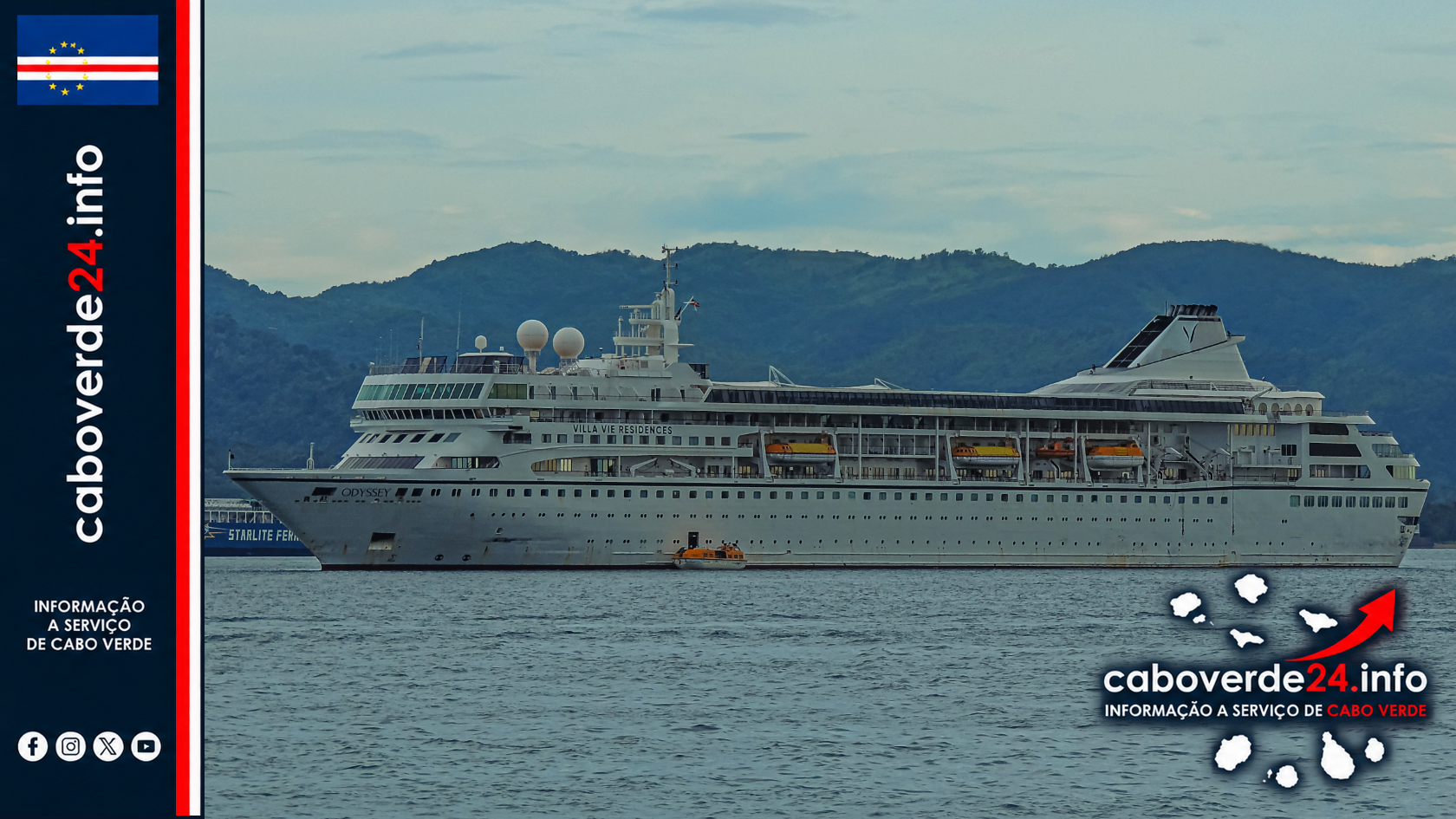 Arquivo — o Villa Vie Odyssey fotografado em 2025, antes da suspensão das operações no Camboja. Esta imagem não mostra a escala de outubro de 2026.