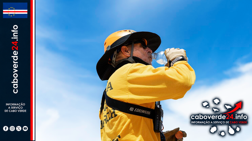 Imagem de arquivo — membro de busca e salvamento do Joshua Tree National Park bebe água durante o calor do verão. A fotografia não integra o relatório.