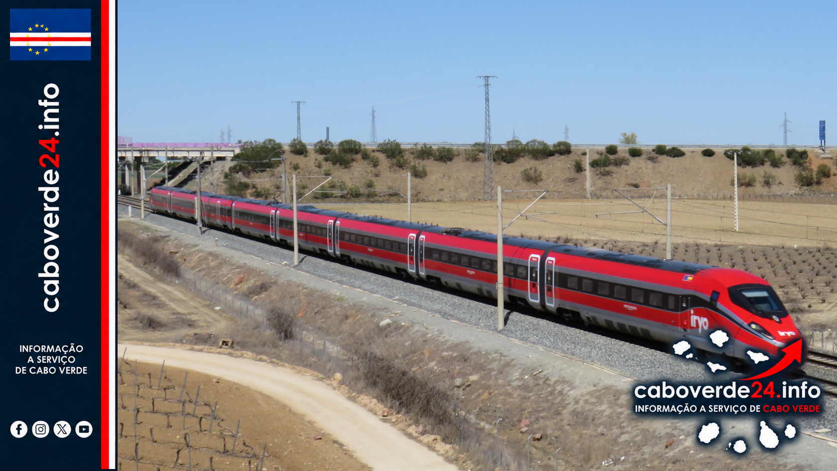 Arquivo — comboio Iryo na linha de alta velocidade Madrid–Sevilha, perto de Mora, em Toledo. A imagem não mostra o acidente de 28 de outubro de 2026.