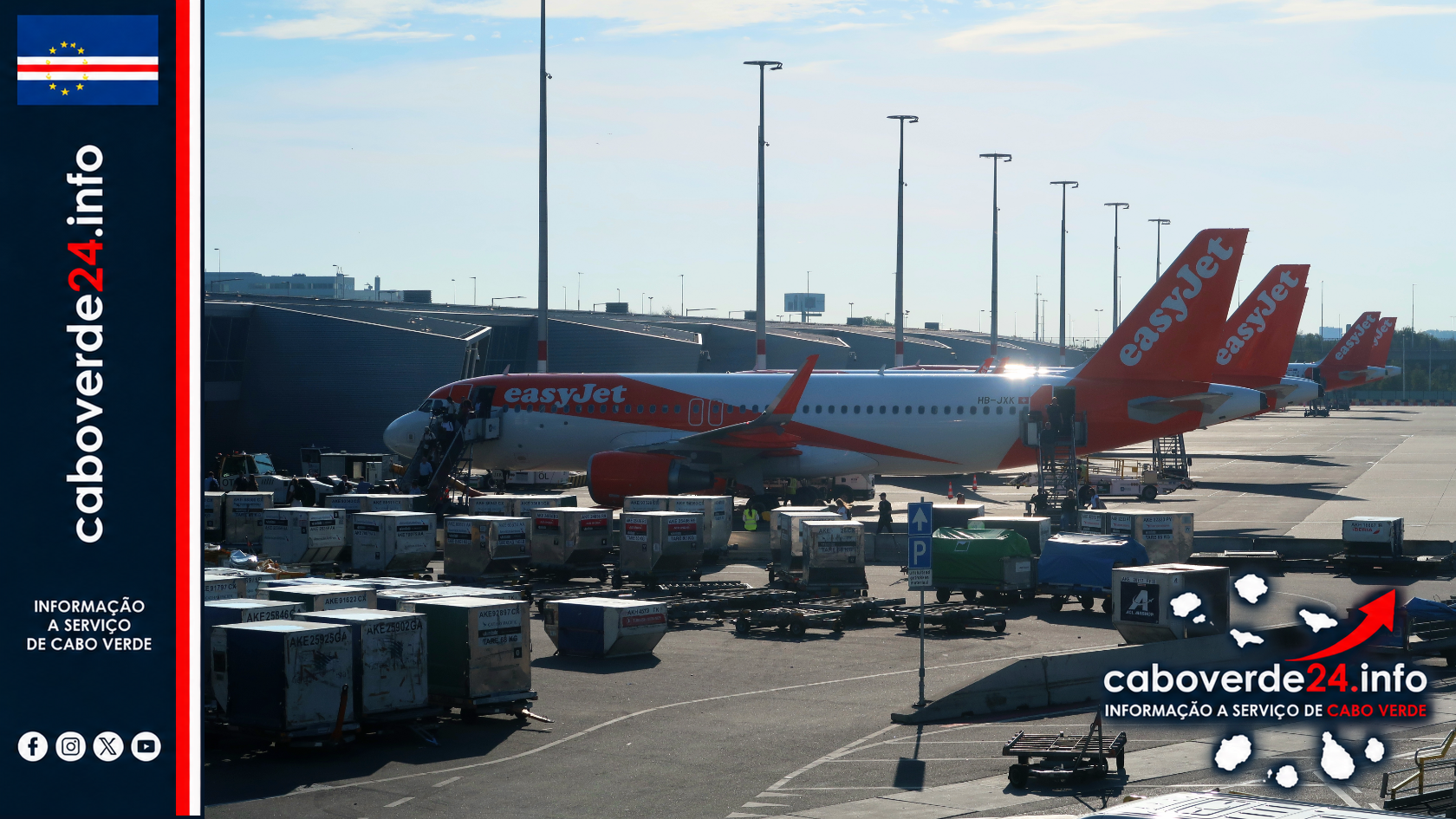 Arquivo — aviões Airbus A320 da easyJet fotografados no aeroporto de Amesterdão-Schiphol em 29 de setembro de 2026. A imagem não mostra o voo inaugural para o Sal.