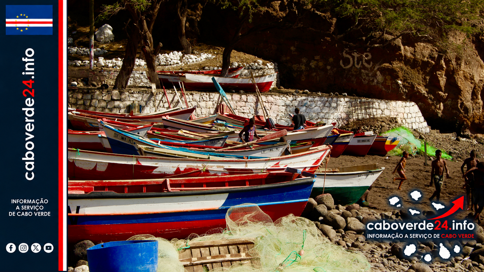 Barcos de pesca na Cidade Velha, em fotografia de arquivo de 4 de março de 2019.