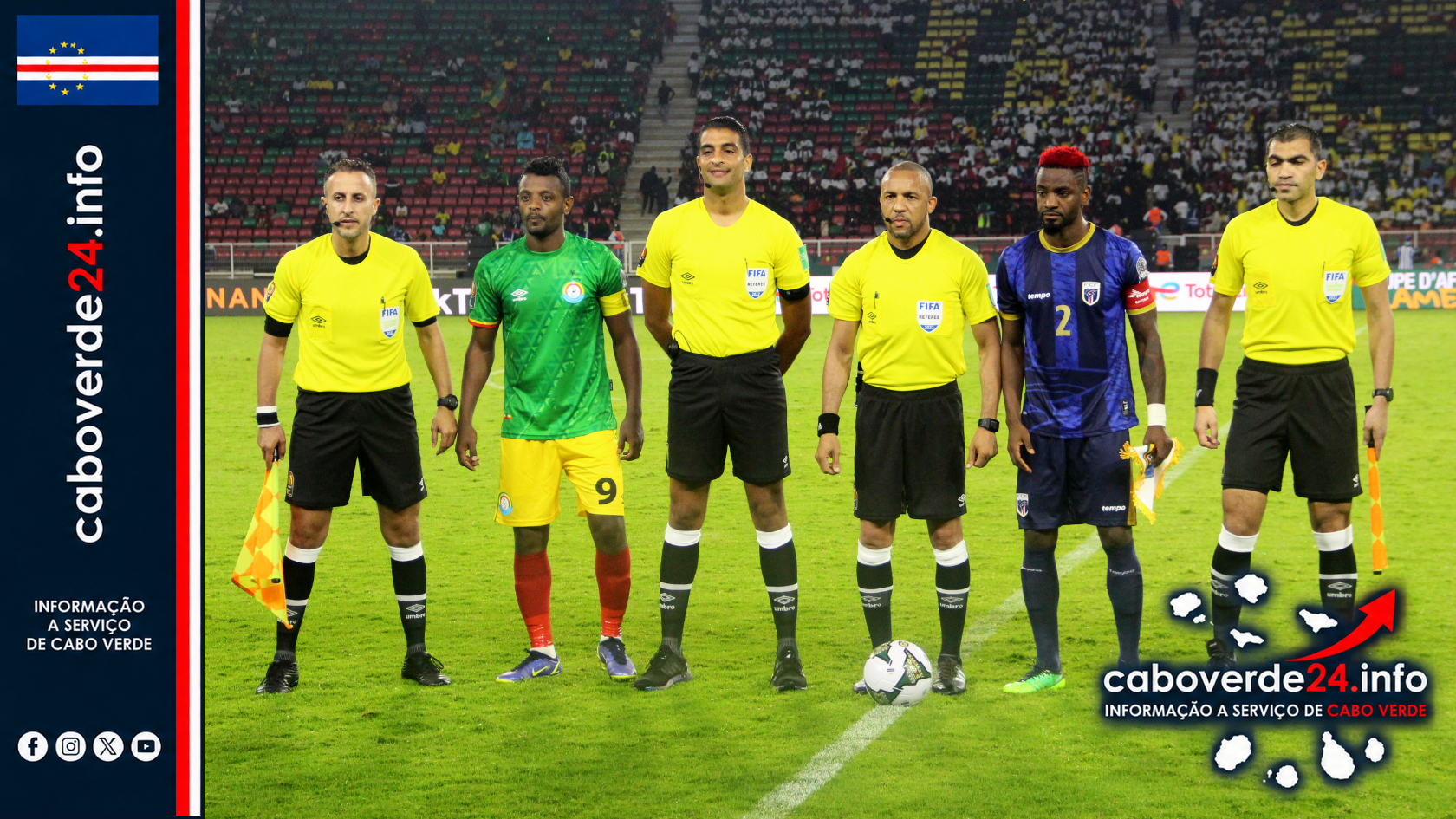 Fotografia de arquivo do início de um jogo entre Etiópia e Cabo Verde, em 9 de janeiro de 2022; usada como ilustração e que não mostra os beneficiários da pensão.