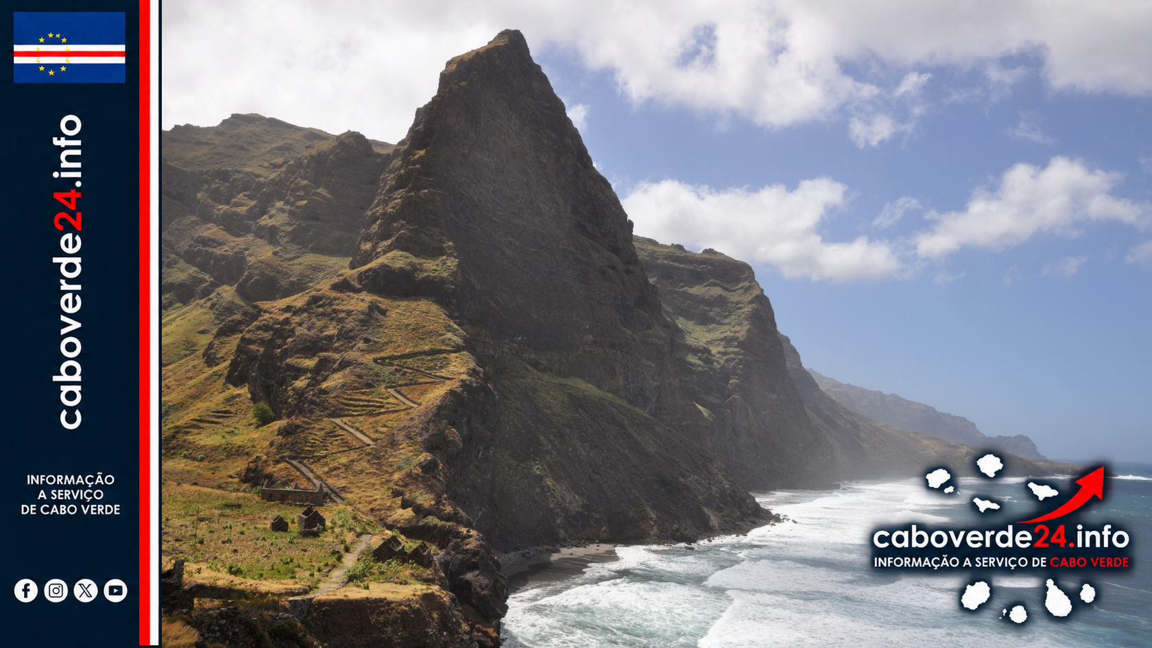 Costa de Santo Antão em fotografia de arquivo. A imagem ilustra o território e o espaço marítimo cabo-verdianos; não representa os limites propostos da plataforma continental.