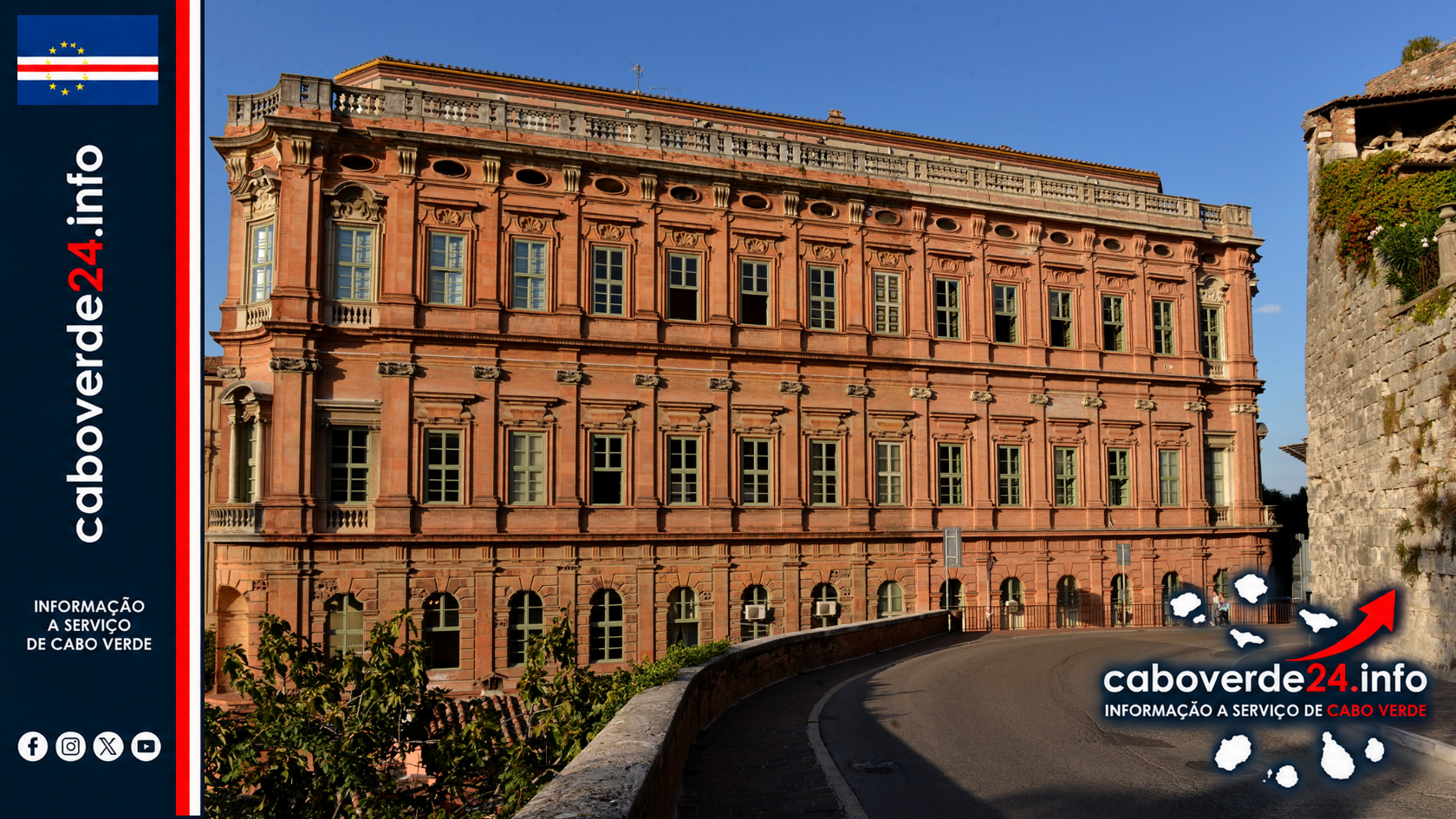 Imagem de arquivo — Palazzo Gallenga, em Perugia, identificado no Commons como sede da Universidade para Estrangeiros. A fotografia não mostra esta mobilidade.